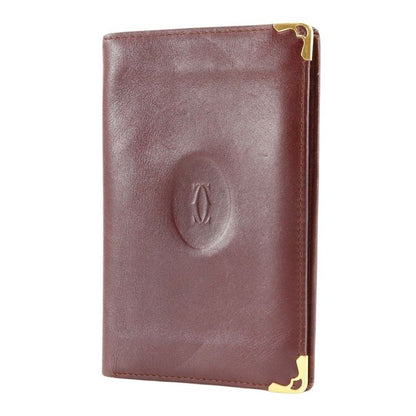Cartier Mustline Billfold Calf Bordeaux Unisex Folding Wallet