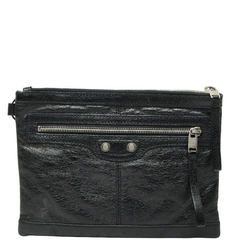 Balenciaga Classic Clip M Clutch Bag Pouch Black Leather