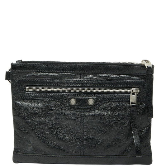 Balenciaga Classic Clip M Clutch Bag Pouch Black Leather