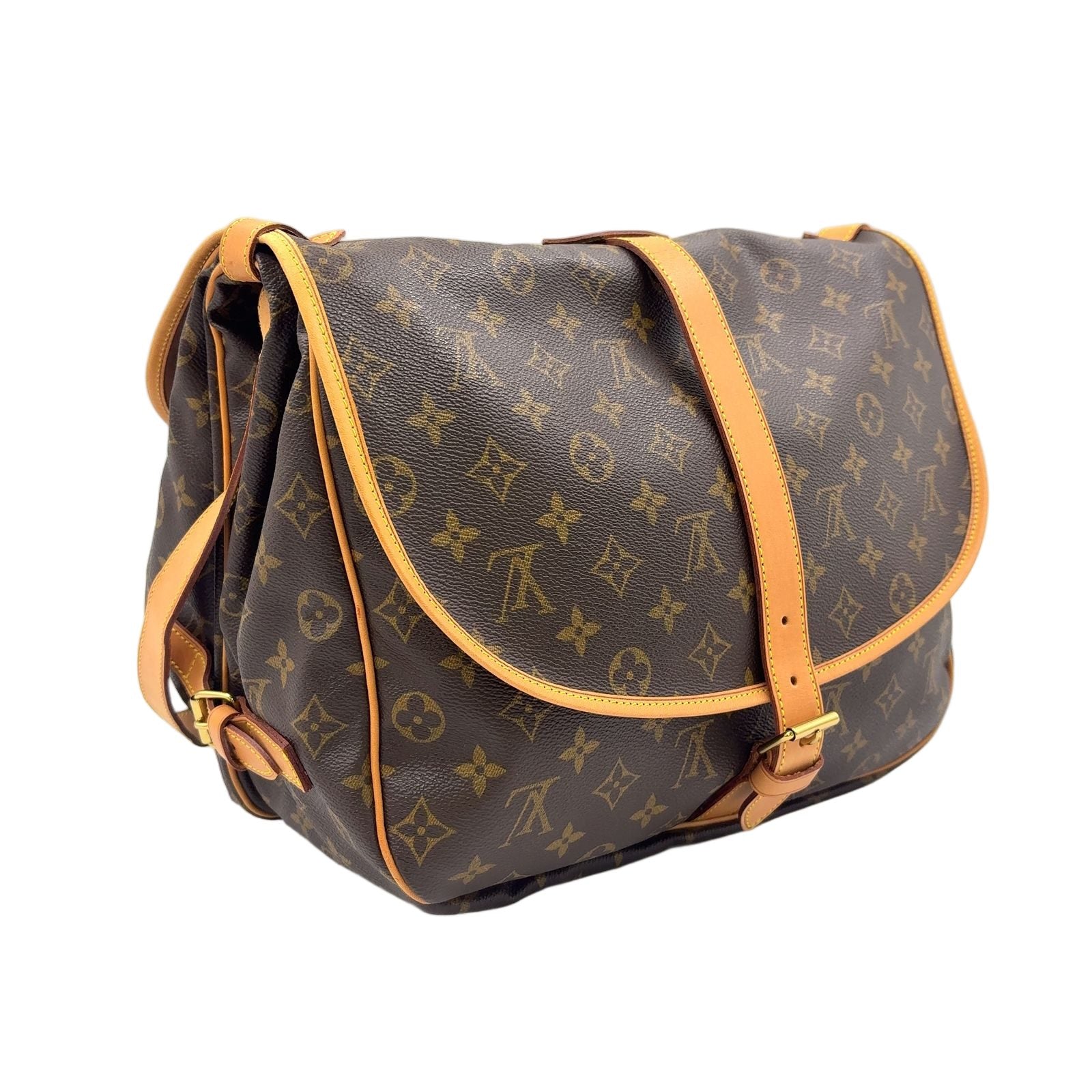 Louis Vuitton Saumur 35 Monogram Leather Brown Shoulder Bag Gold — view 2