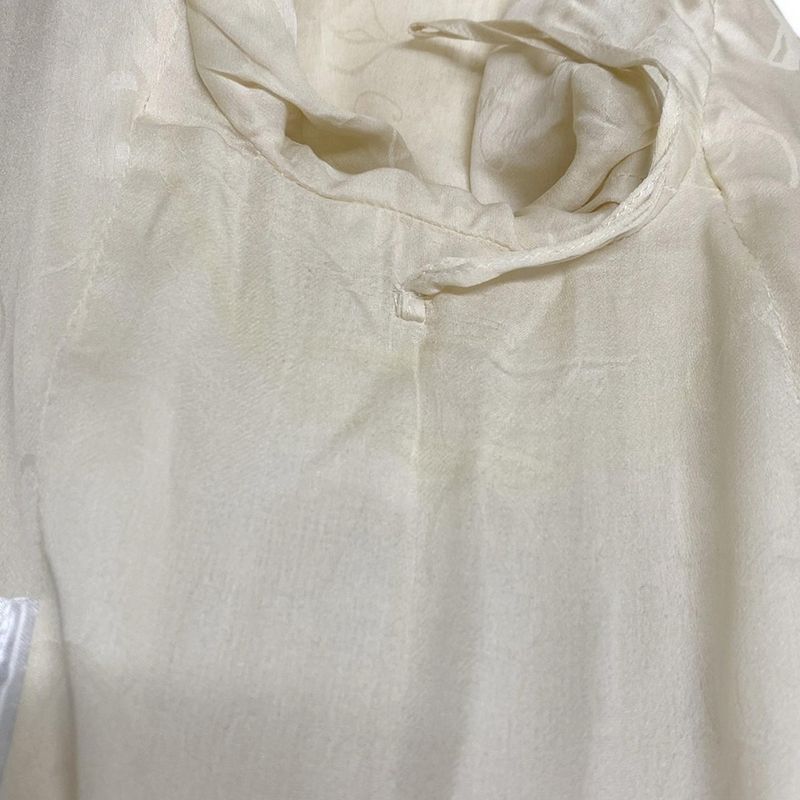 Chanel Dress Size 38 M Women - P43891 Ivory White And Silver Long Sleeves Knee