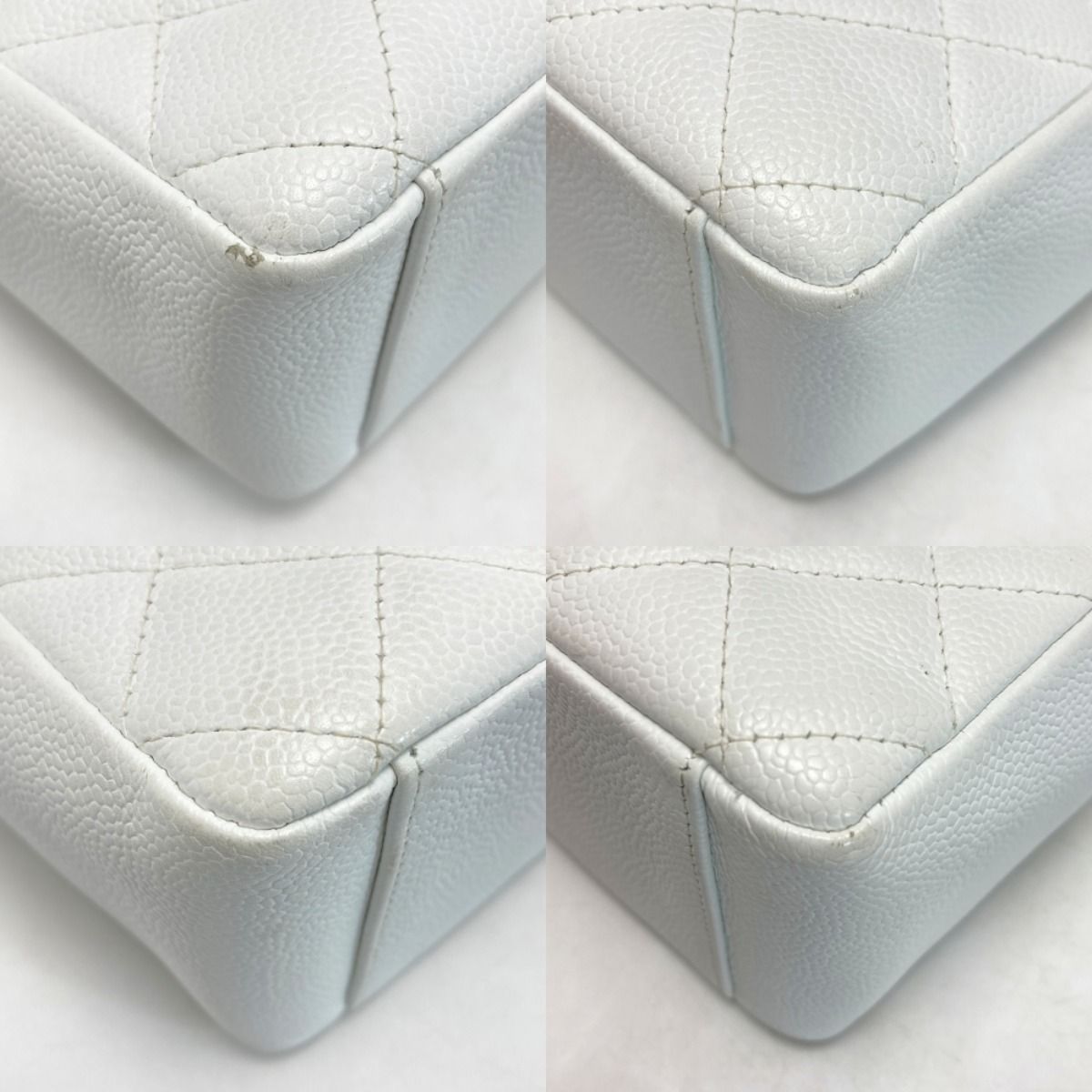 Chanel Cocomark Matelasse Pst Chain Tote Bag A50994 White Caviar Skin Gold