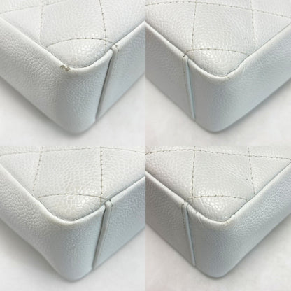 Chanel Cocomark Matelasse Pst Chain Tote Bag A50994 White Caviar Skin Gold