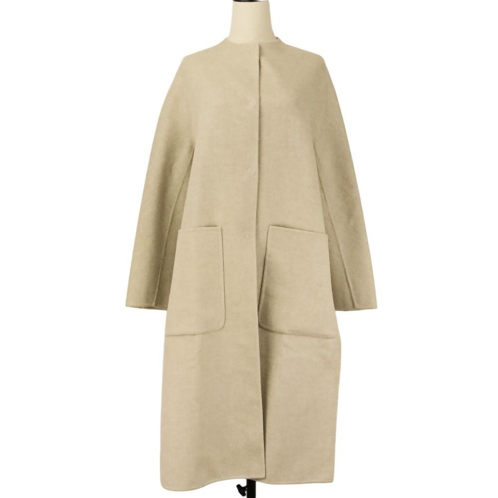 Loro Piana Fabric Wool Cashmere Blend Slit River Coat 40 Beige