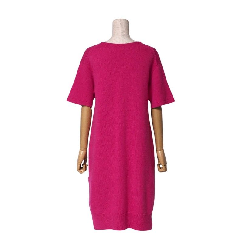 Hermes Dress Size 40 Cashmere Knit Short Sleeves Key Neck H Logo Made In