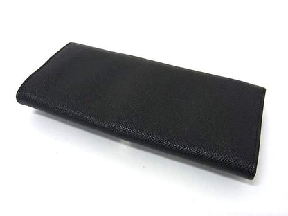 Bvlgari Leather Bifold Long Wallet Coin Purse Billfold Black Bs0399