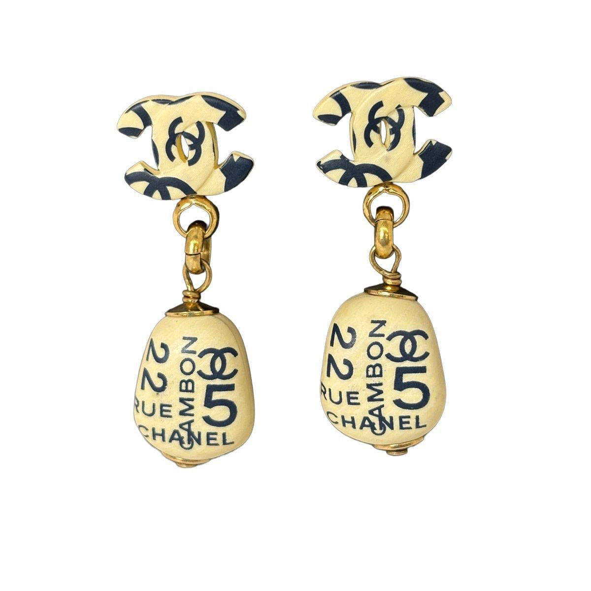 Chanel Cambon Wooden Earrings