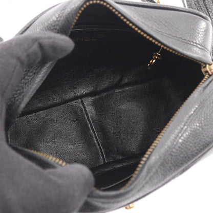 Chanel Shoulder Bag Stitch Chevron Black Leather Fringe Mini Chain — view 3