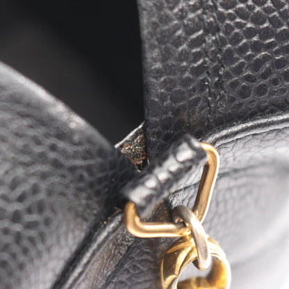 Chanel Shoulder Bag Stitch Chevron Black Leather Fringe Mini Chain — view 6