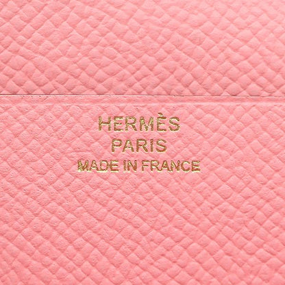 Hermes Long Wallet Bearn Souffle Vaux Epson Rose Confetti Gold Hardware Bifold