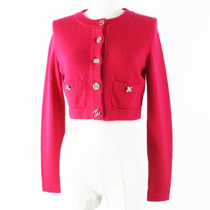 CHANEL 22AW P73483 100% Cashmere Lucky Charm Cropped Length Knit Cardigan