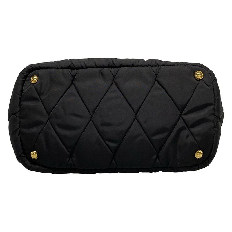 Prada Tote Bag New Tessuto Bomber 1bg005 Black Leather