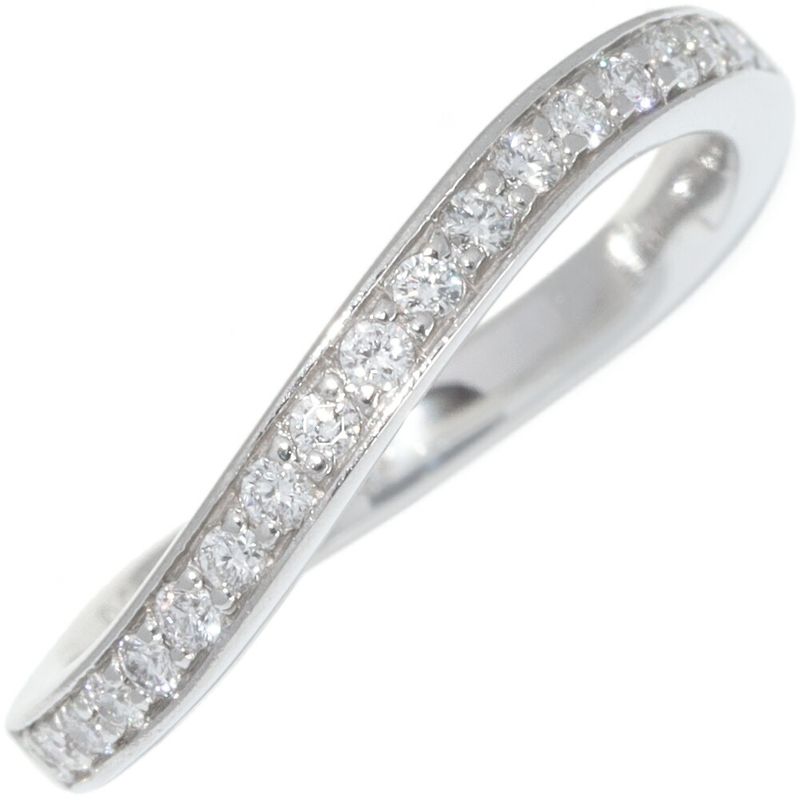 Chanel Half Eternity Ring Pt950 With 19 Diamonds (approx 019ct) Ribbon De Chanel