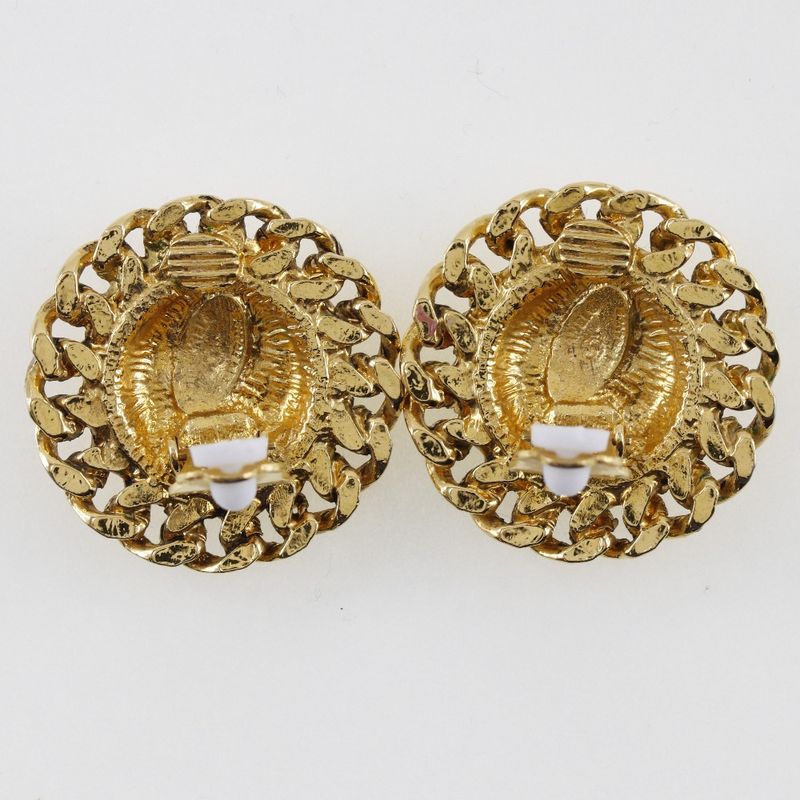 Chanel Coco Mark Matelasse Vintage Gold Plated Ladies 23g Earrings