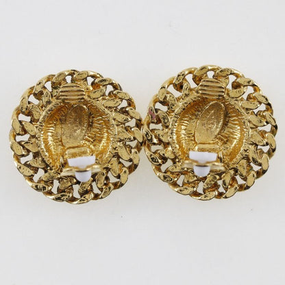 Chanel Coco Mark Matelasse Vintage Gold Plated Ladies 23g Earrings