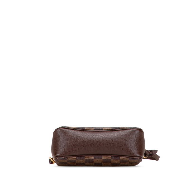 Louis Vuitton Damier Trousse Makeup Mini Handbag Pouch N51982 Brown PVC Leather