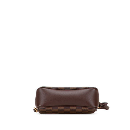 Louis Vuitton Damier Trousse Makeup Mini Handbag Pouch N51982 Brown PVC Leather