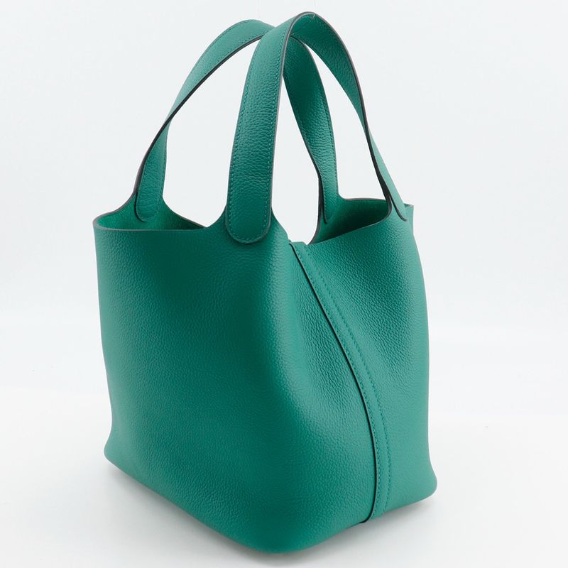 Hermes Picotin Lock 22mm (0.87in) X Taurillon Maurice Veilgate Green U Ladies