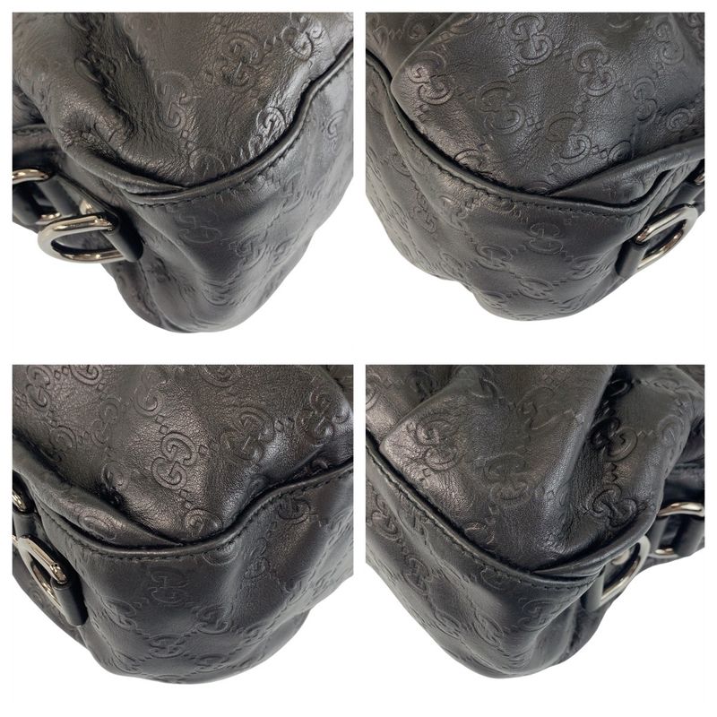 Gucci Horsebit Guccissima Black Silver Hardware Leather 228594 Handbag Shoulder