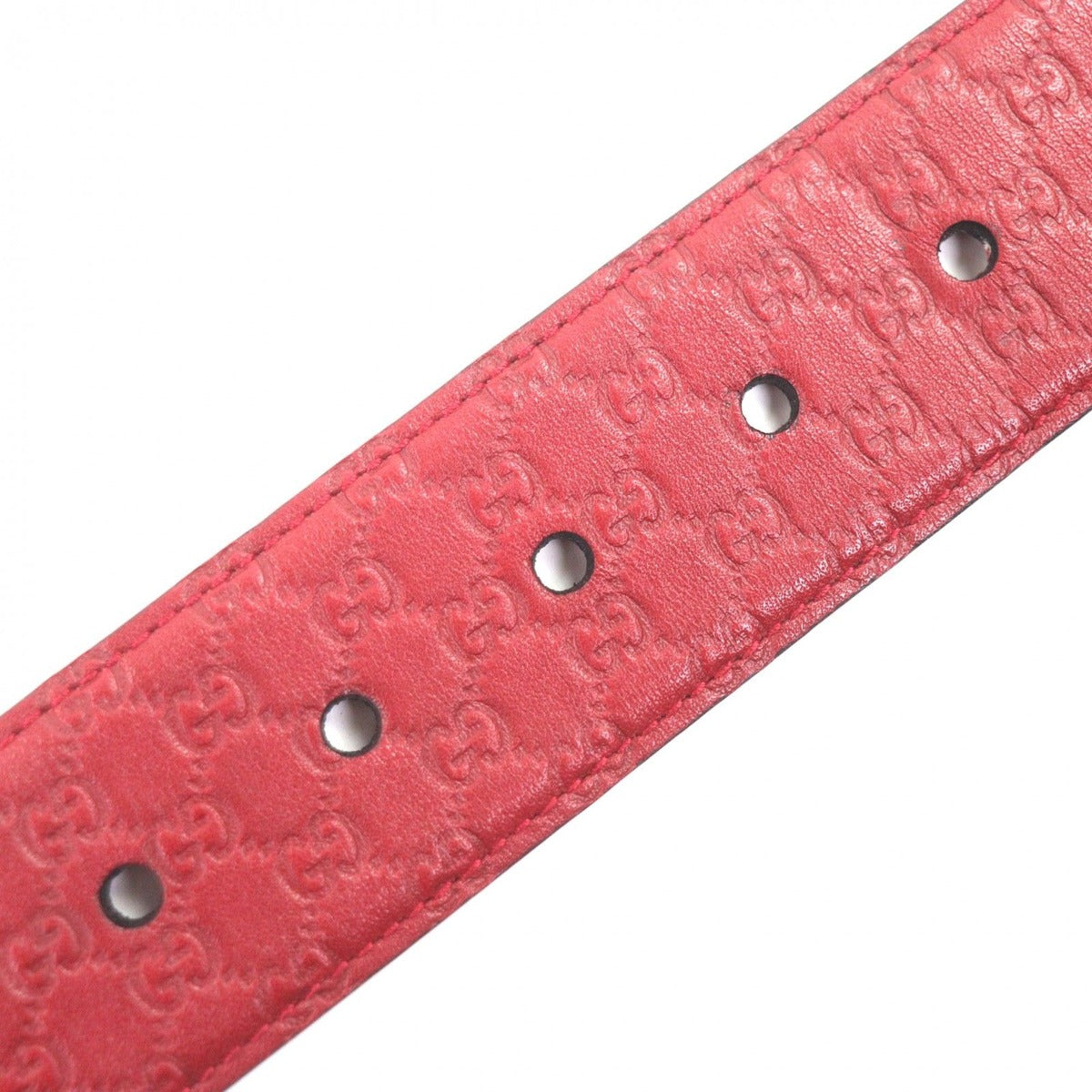 Gucci Micro Guccissima GG Pattern Pin Buckle Leather Belt Red Gold — view 7