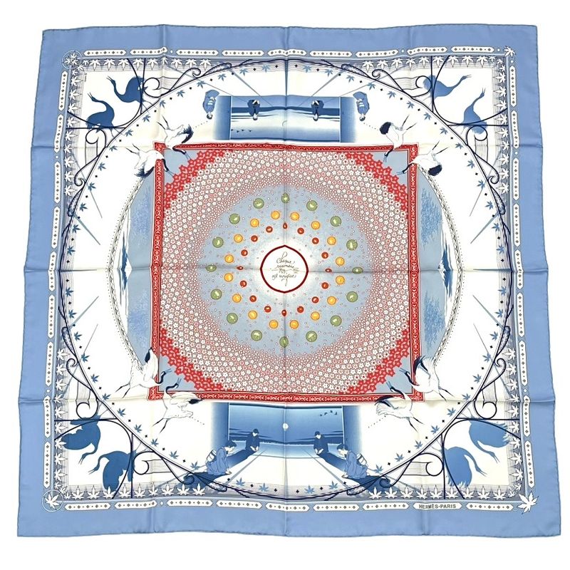 Hermes Carre 90 Chaque Rencontre EST Unique Once In A Lifetime Scarf Blue