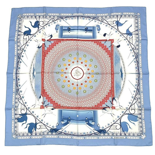 Hermes Carre 90 Chaque Rencontre EST Unique Once In A Lifetime Scarf Blue