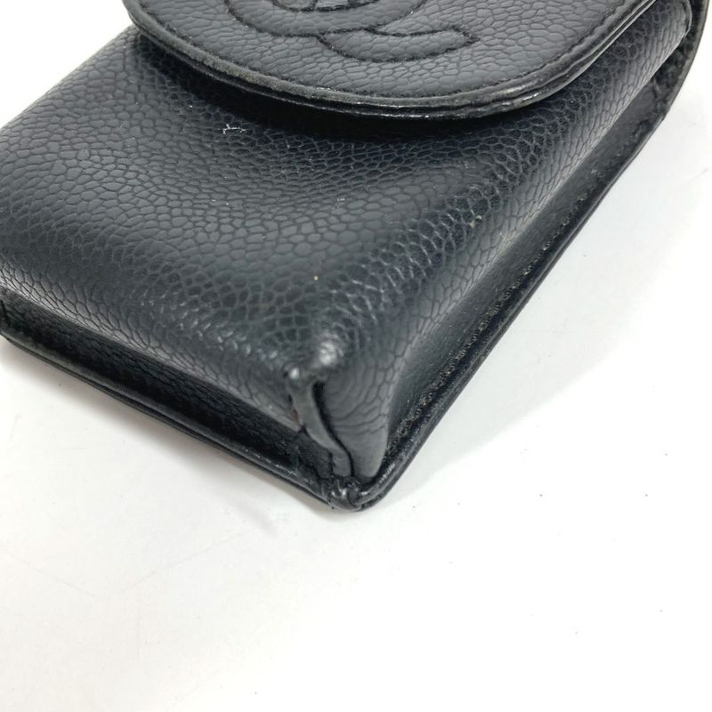 Chanel Cigarette Case CC Coco Logo A13511 Caviar Skin Black