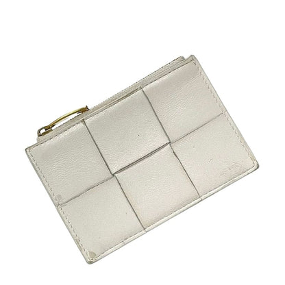 Bottega Veneta Coin Case White Cassette Purse