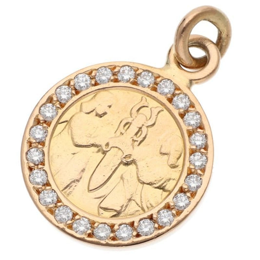 Chrome Hearts 22k Chrm Angl Mdl P D Angel Medal Charm Pave Diamond Gold