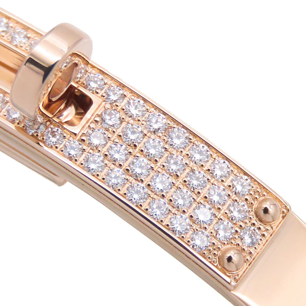 Hermes Bracelet Kelly PM Pink Gold 18k Diamond D Bangle — view 4