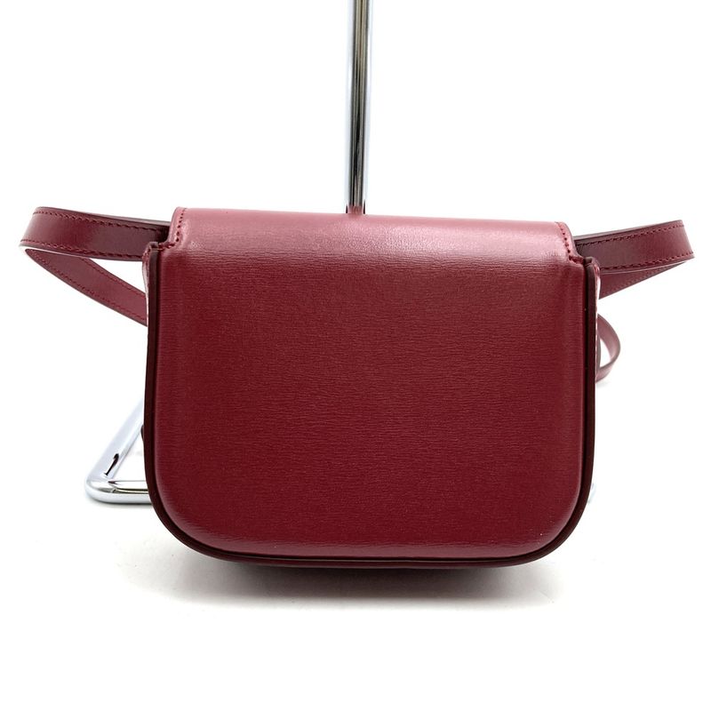 Celine Mini Claude DS 2203 Shoulder Bag Mini Shoulder Bag Leather Wine Red