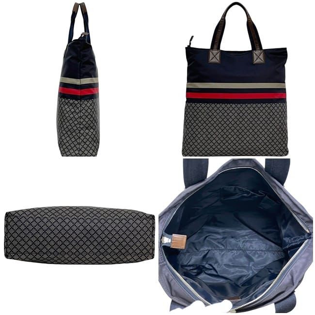 Gucci Tote Bag Navy Diamante 268112 Excellent Condition Nylon