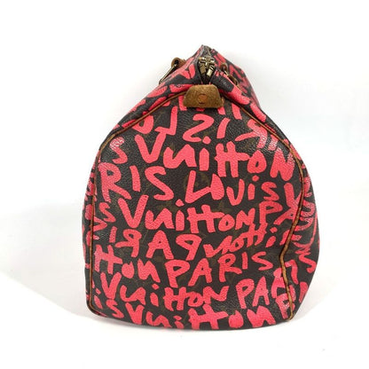 Louis Vuitton Speedy 30 M93704 Monogram Graffiti Canvas Fuchsia Pink