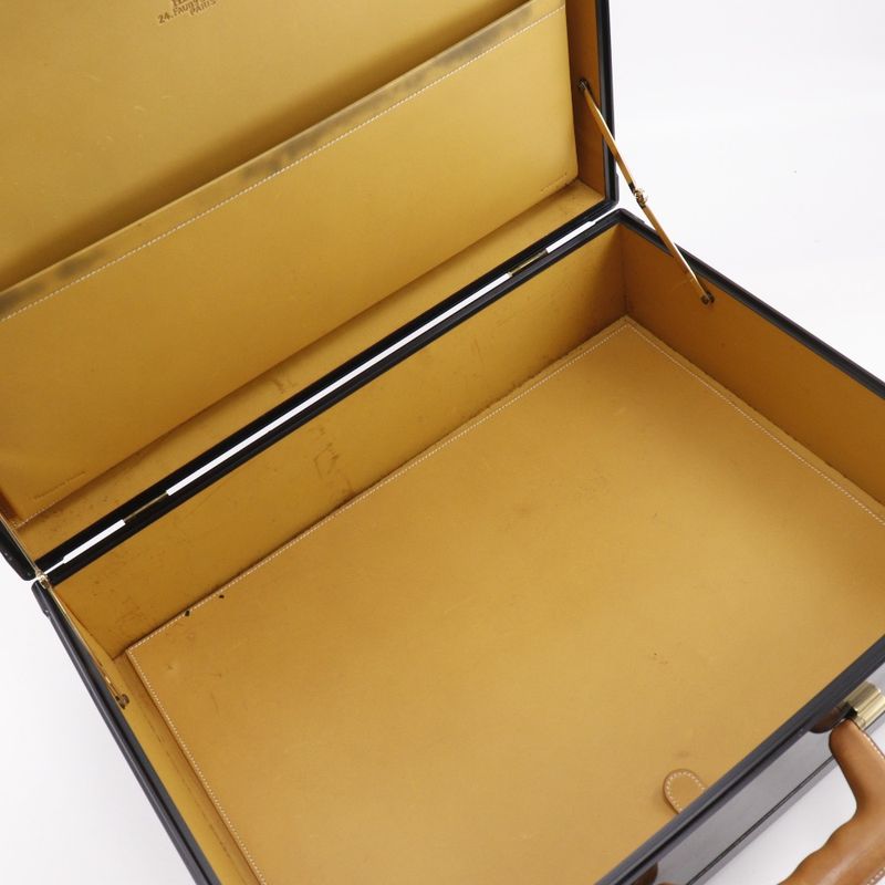 Hermes Espace GM Attache Case Carbon And Leather Black N456/500 Unisex Trunk