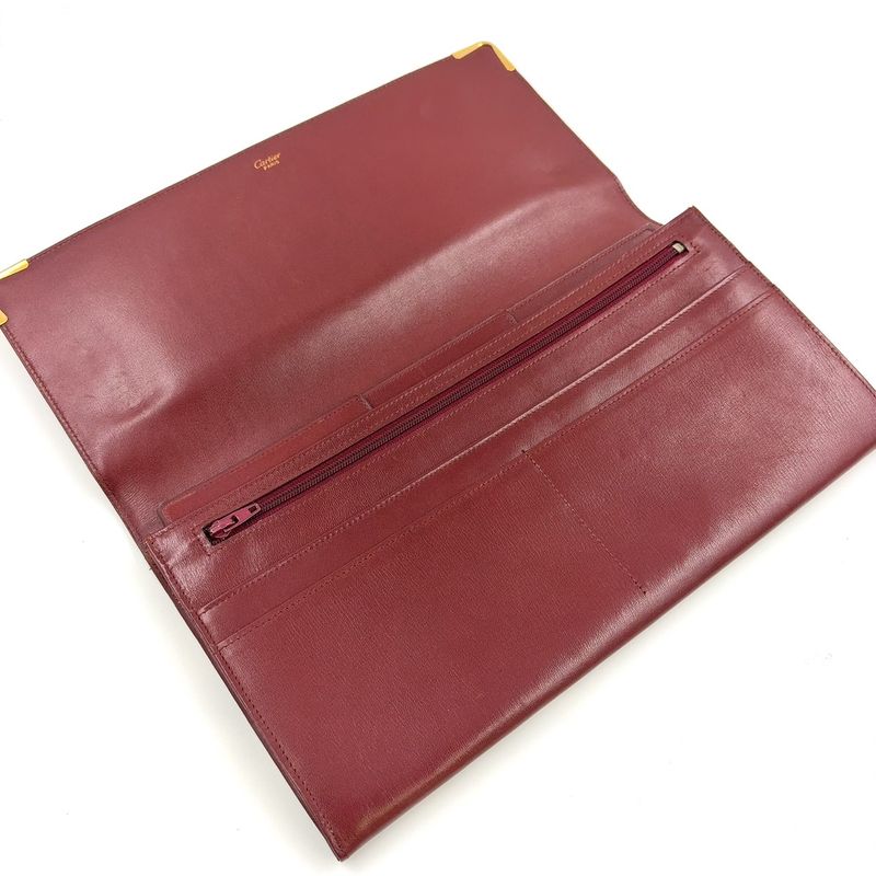 Cartier Mustline Leather Bordeaux Clutch Bag Gold 7 318 4 155