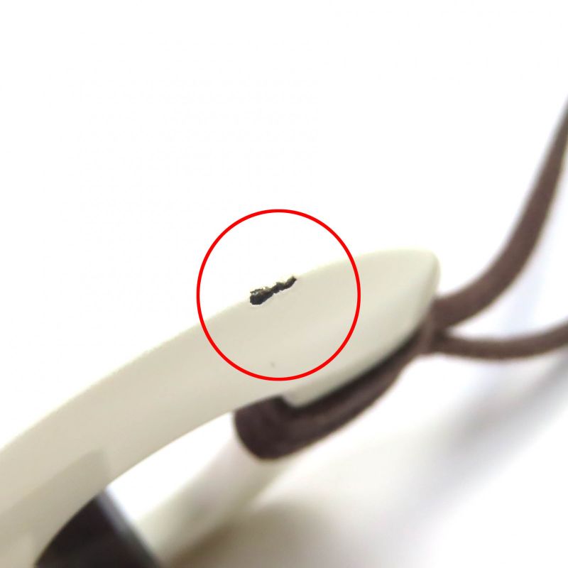 Hermes Cara Buffalo Horn Pendant Necklace Accessory White Dark Brown Ladies