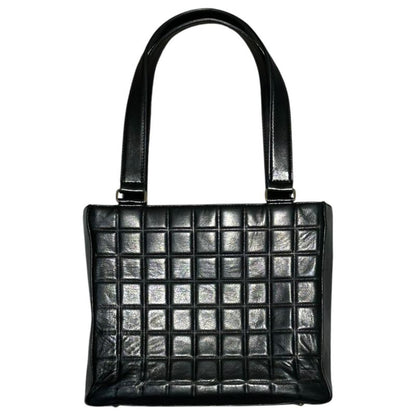 Chanel 02's Vintage Chocolate Bar Stitch Lamb Leather Hand Tote Bag Vintage