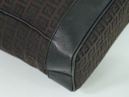 Authentic Fendi Zucchino Handbag Canvas Brown 8bn020 Zucchino Bag Pre-owned