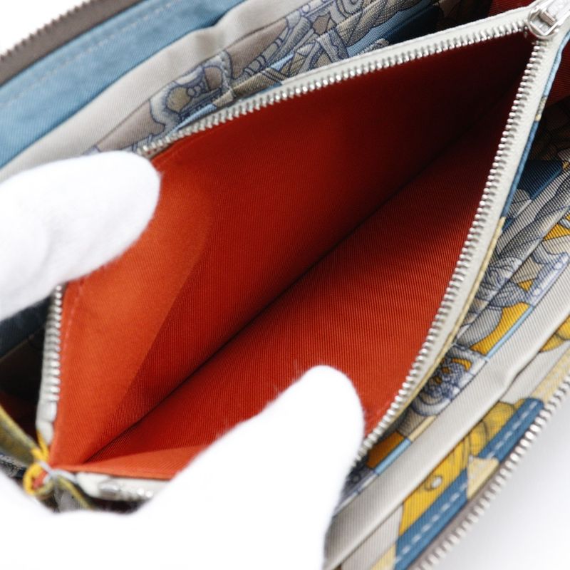 Hermes Azap Long Silk-in Vaux-epson And Silk Etoupe C Ladies Long Wallet
