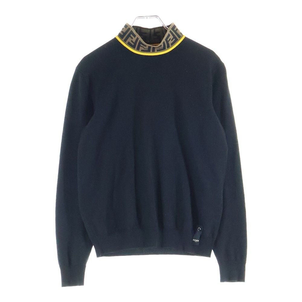 Fendi Zucca FF Jacquard High Neck Knit Black Flat