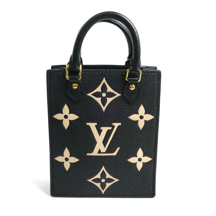 Louis Vuitton Petite Sac Pla 2way Shoulder Bag Monogram Empreinte Black Beige
