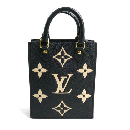 Louis Vuitton Petite Sac Pla 2way Shoulder Bag Monogram Empreinte Black Beige