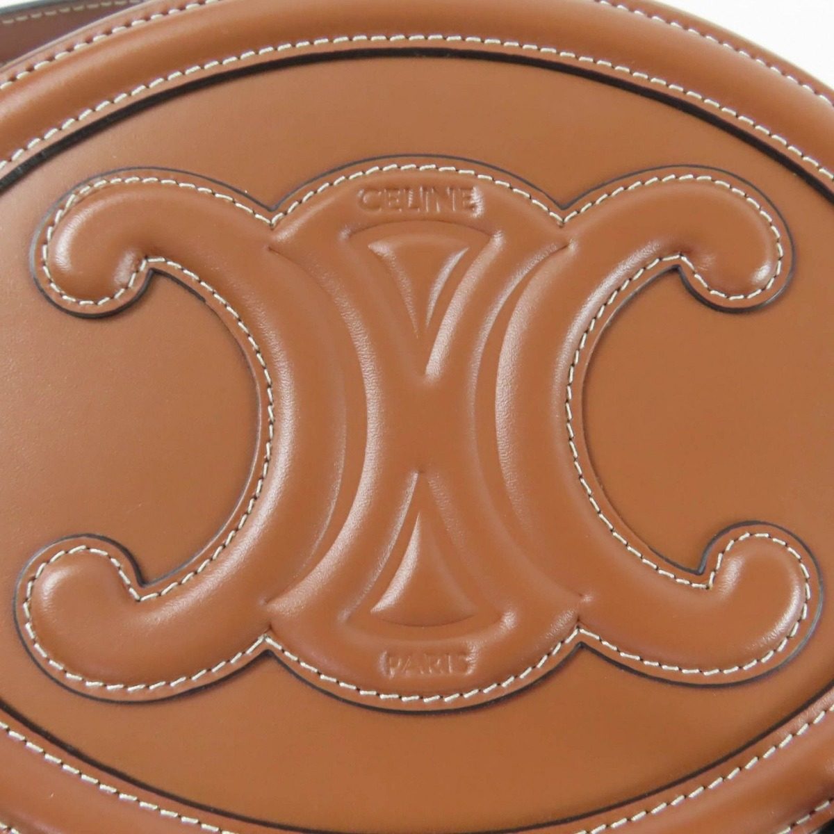 Celine Cuir Triomphe Oval Pass Leather Shoulder Bag Tan — view 9