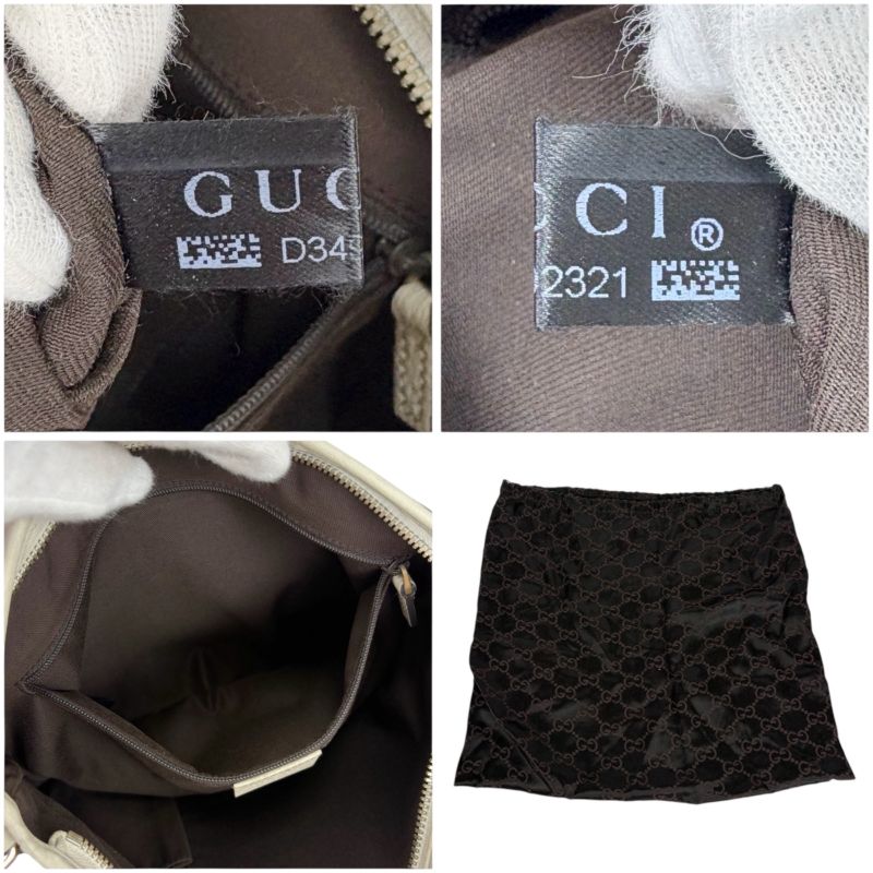 Gucci Shoulder Bag GG Canvas Sherry Line Ribbon Brown White Leather Crossbody