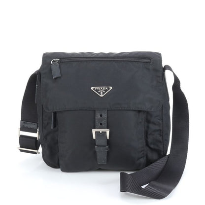 Prada Tessuto Nylon Triangle Logo Leather Shoulder Bag Crossbody Messenger