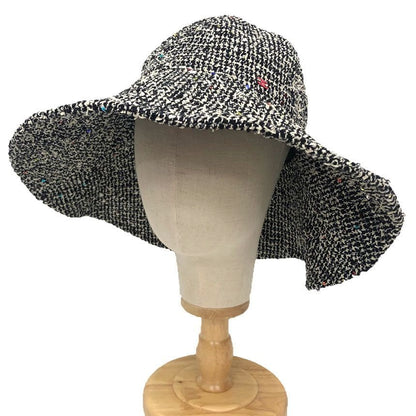 Chanel Tweed Hat Black M Cotton