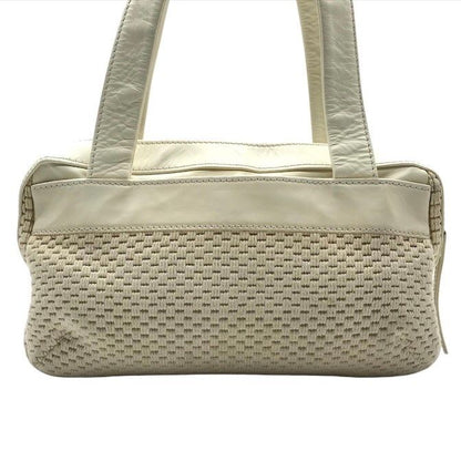 Chanel Lambskin Leather Knit Hand Ivory Shoulder Bag