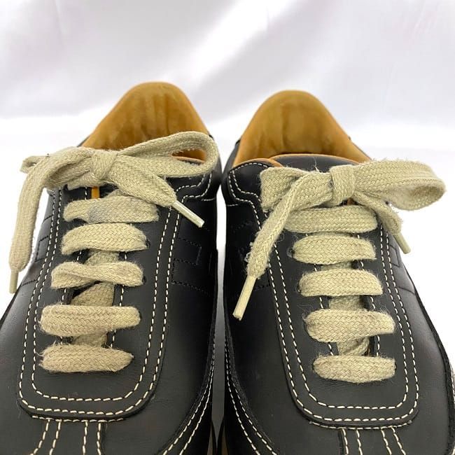 Hermes Shoes Quick Sneakers Black Beige Ec19898