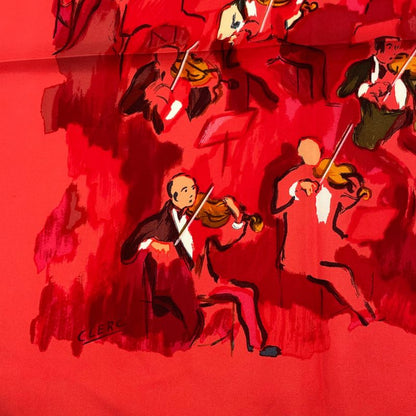 Hermes Carre 90 Concerto Red 100% Silk Scarf