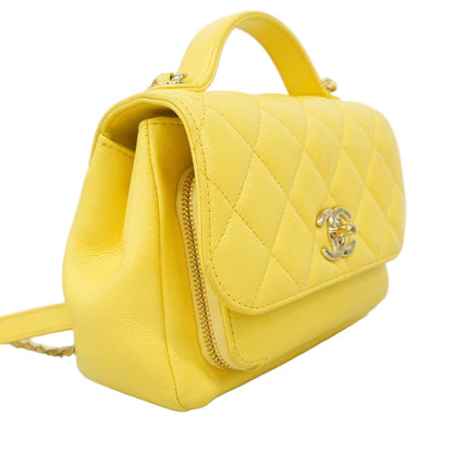 Chanel Handbag Quilted Affinity Caviar Leather Yellow Champagne Gold 2-Way — view 2